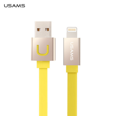Други USB кабели  USB кабел тип лента USAMS за Iphone 5/5s/5c/6/6plus/iPod touch 5/iPod nano 7 жълт